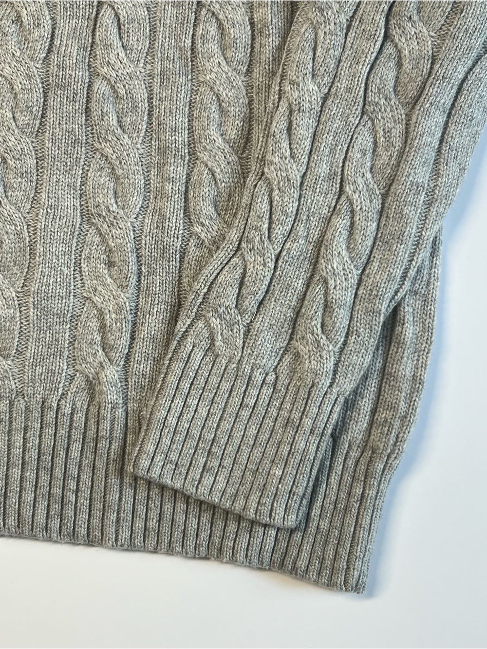 Polo by Ralph Lauren Light Gray Cable-Knit Quarter-Zip Sweater - Picture 6 of 6